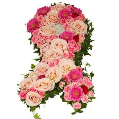 Rosa bandet dekoration - Begravningshjärtan - Skicka begravningsblommor %city%